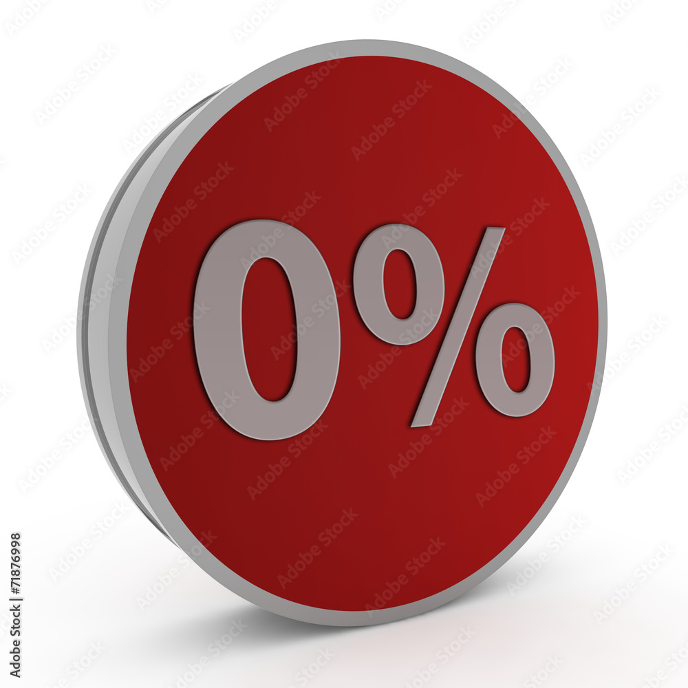 Zero percent circular icon on white background Zero percent circular icon on white background