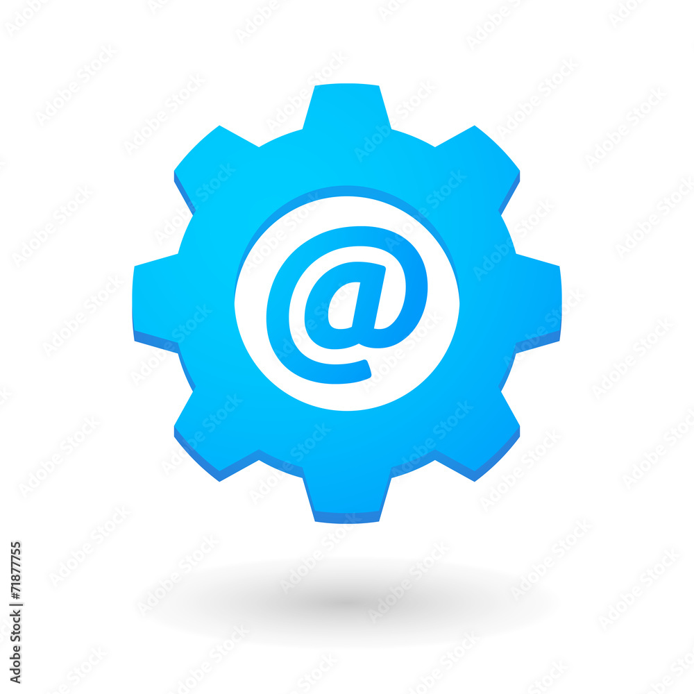 Gear icon with an email sign Gear icon with an email sign