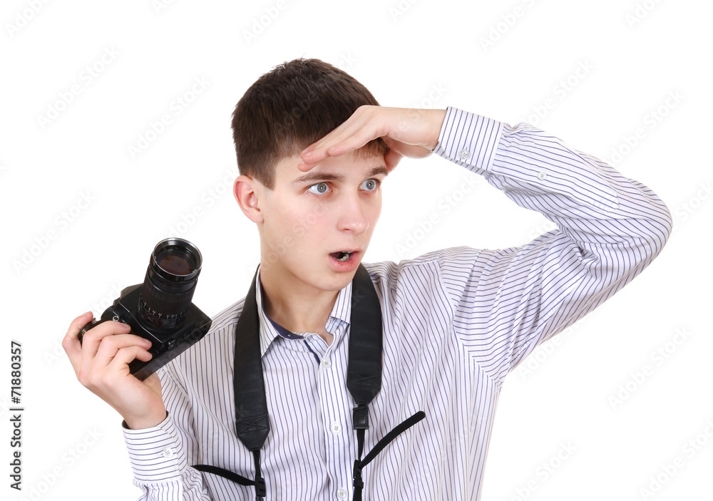 Naklejka premium Teenager with Photo Camera