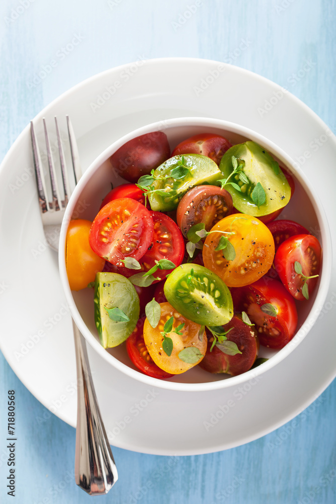 healthy salad with colorful tomatoes healthy salad with colorful tomatoes