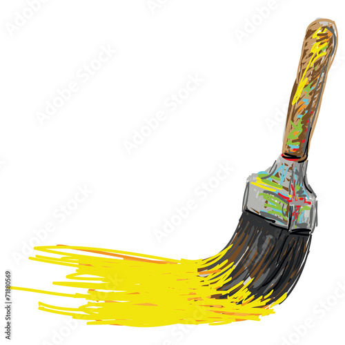 Paint brush. Hand writing cartoon