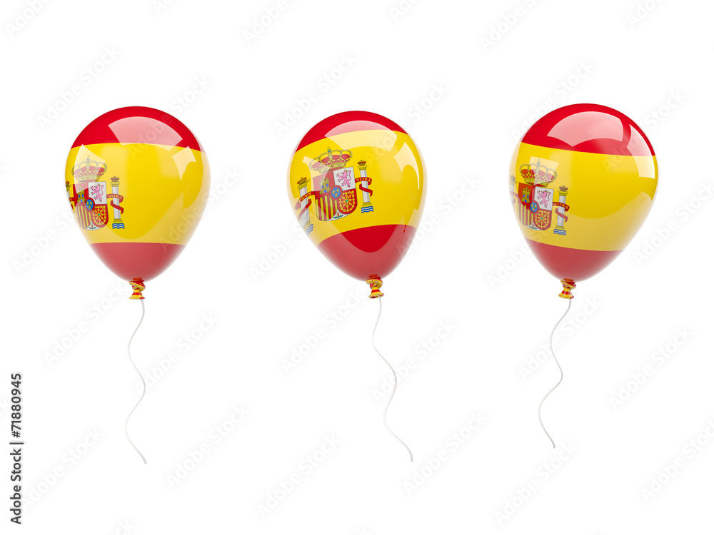 Air balloons with flag of spain - obrazy, fototapety, plakaty 