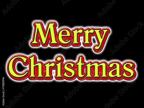 Merry Christmas in red  yellow and white on black
