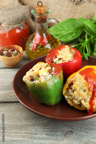 Composition with prepared stuffed peppers