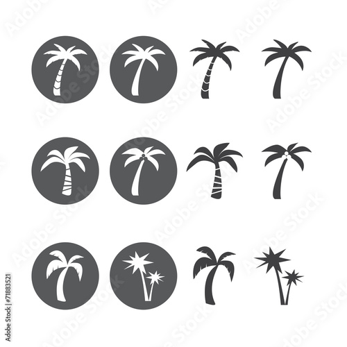 coconut tree circle icon set, vector eps10