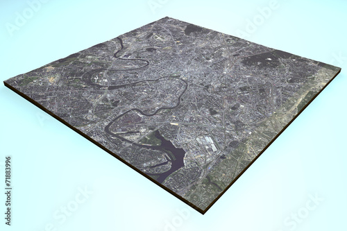 Vista satellitare di Mosca, Russia, mappa, sezione 3d photo