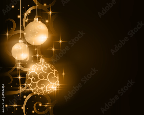 Dark golden Christmas bauble background