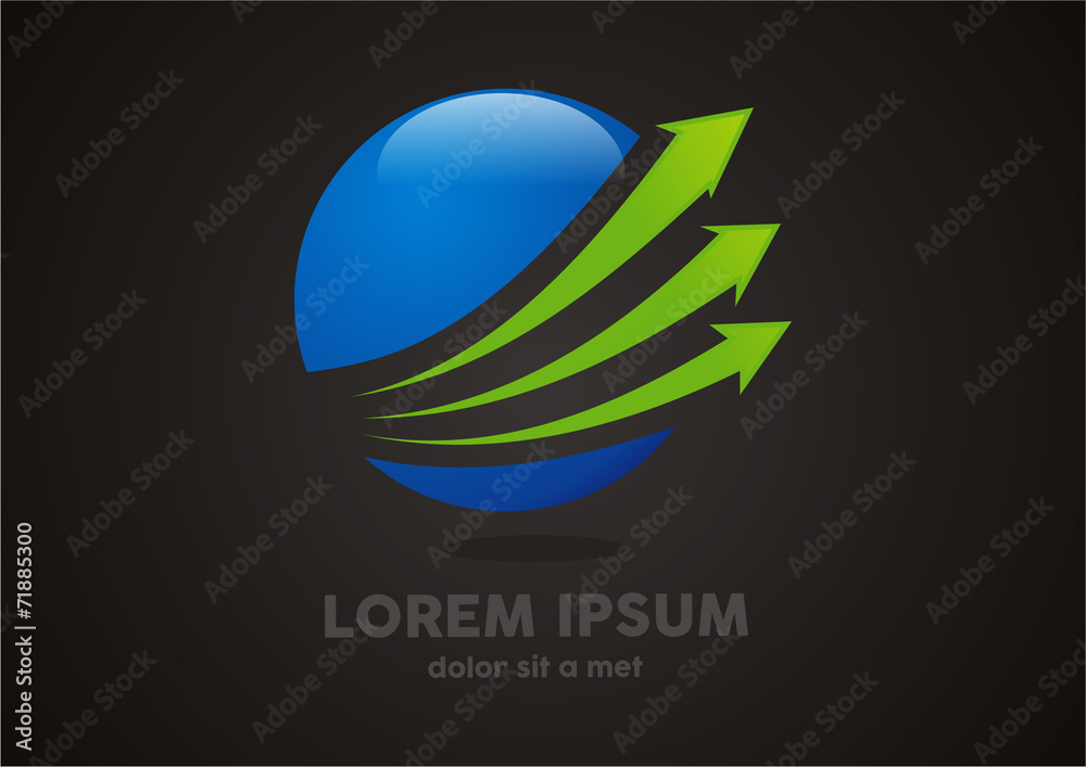 Naklejka premium inance sucsess business arrow up globe logo vector