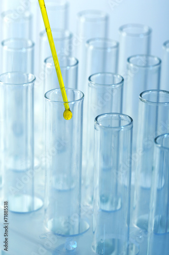 Test tubes on gray background