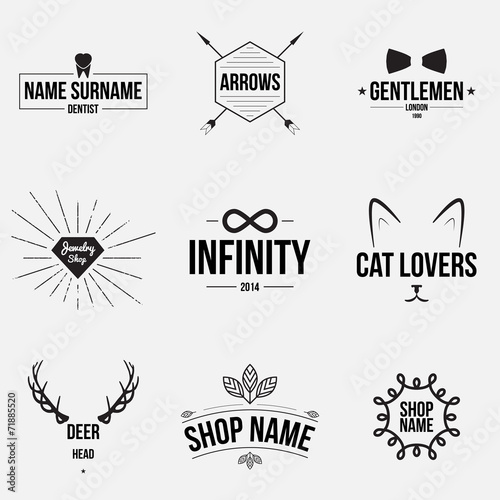 Set of retro vintage badges and label logo graphics