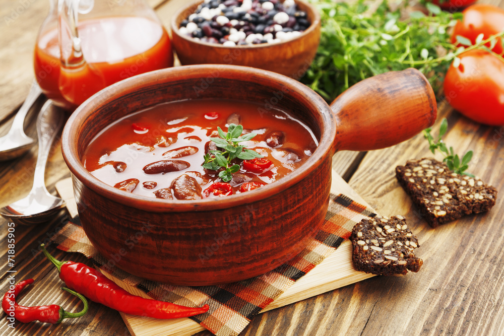 Chili soup with red beans and greens Chili soup with red beans and greens