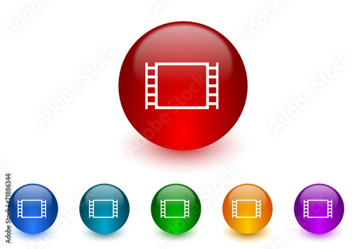 movie colorful vector icons set