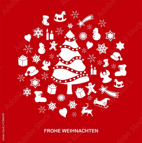 "Frohes Weihnachten" Grußkarte rot weiß