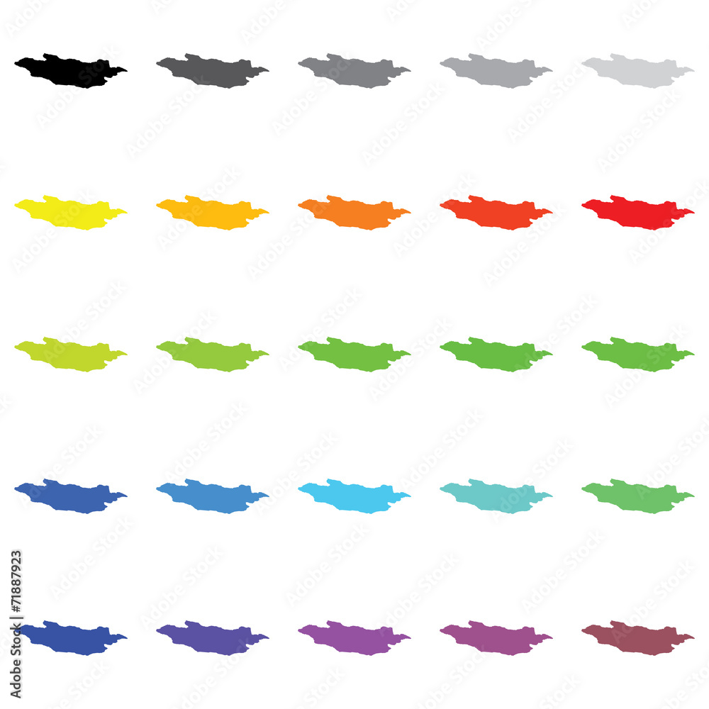 Illustrated Outlines in a variety of colours of the Country of M Illustrated Outlines in a variety of colours of the Country of M