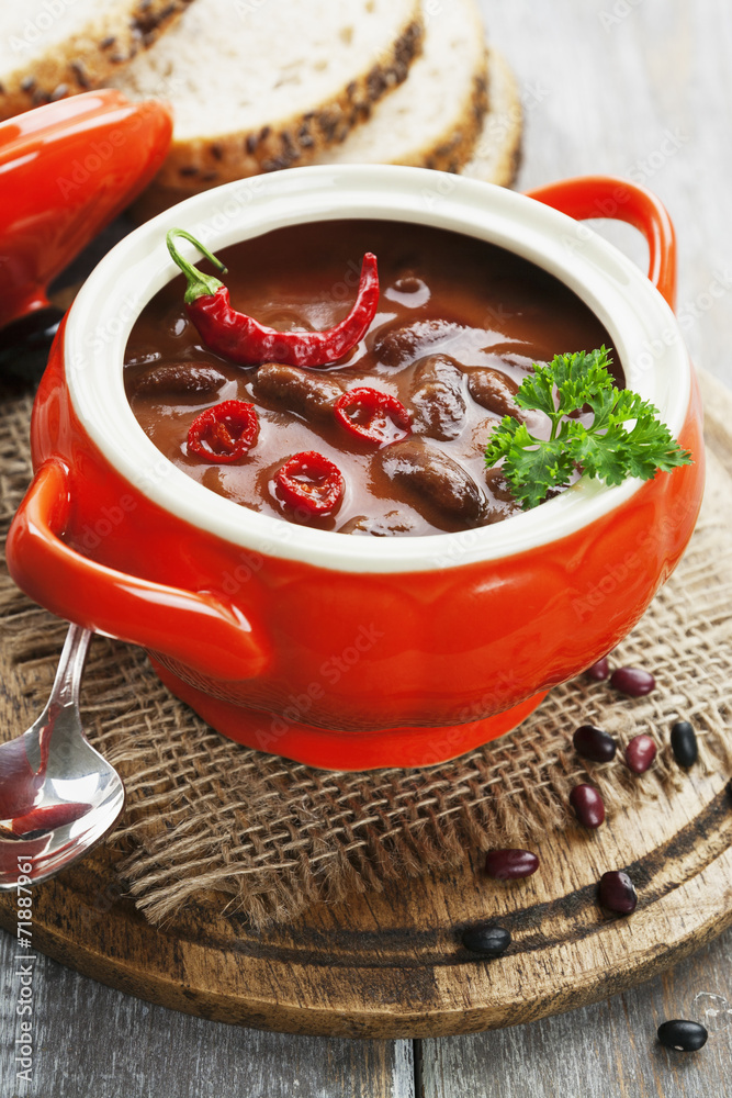 Chili soup with red beans and greens Chili soup with red beans and greens