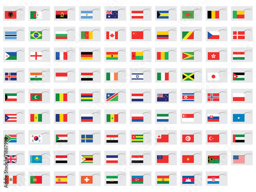 Illustrated Set of World Flags - Tags