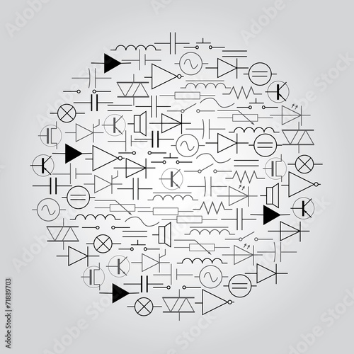 schematic symbols in electrical engineering in circle eps10