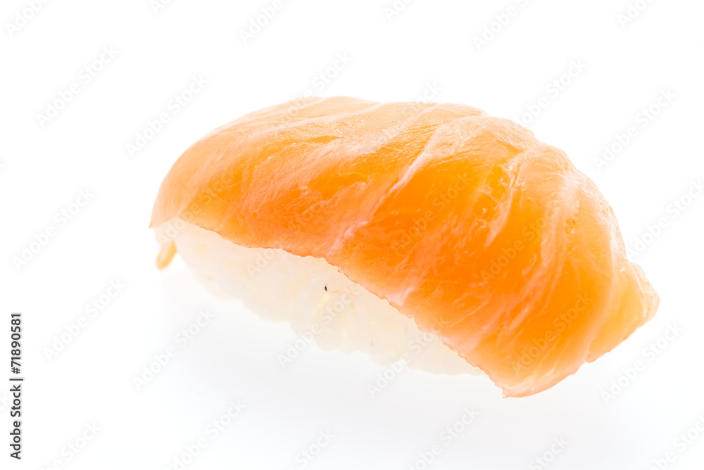 Salmon sushi isolated on white