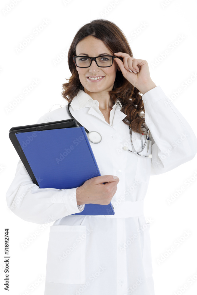 doctor woman with a folder, standing doctor woman with a folder, standing
