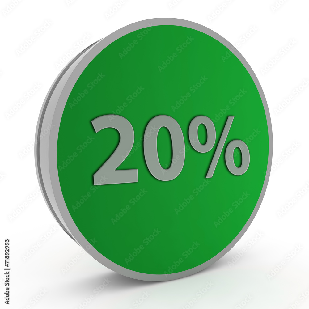 Twenty percent circular icon on white background Twenty percent circular icon on white background
