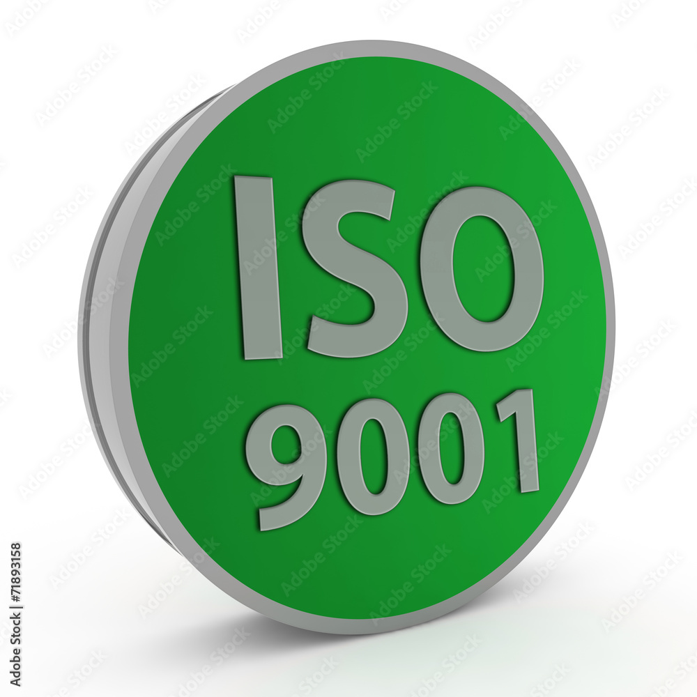 Iso 9001 circular icon on white background Iso 9001 circular icon on white background