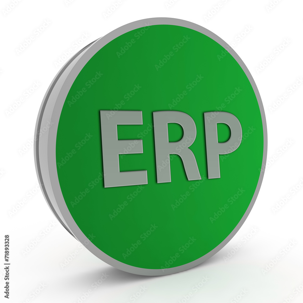 ERP circular icon on white background ERP circular icon on white background