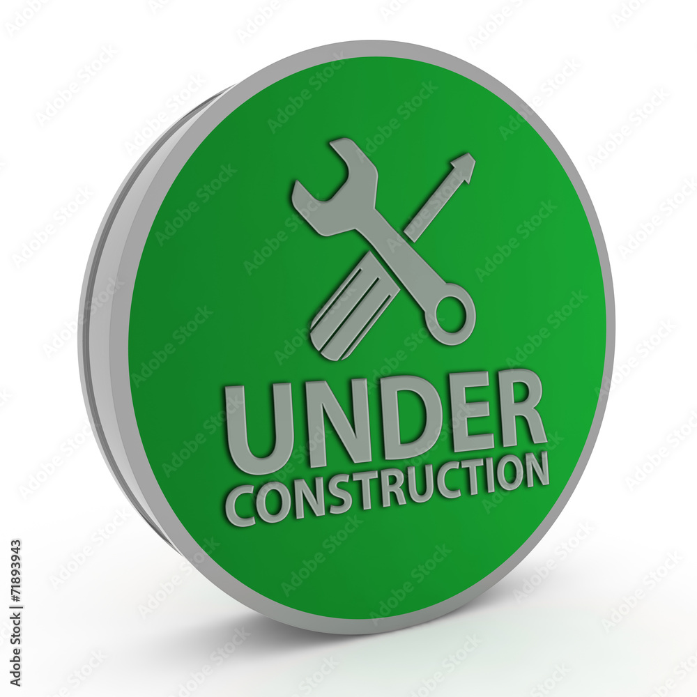 Under construction circular icon on white background Under construction circular icon on white background