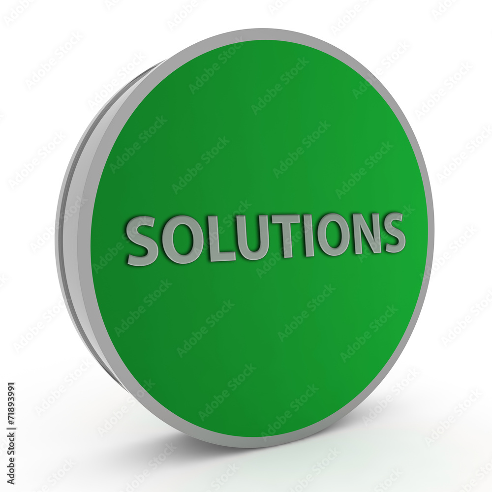 Solutions circular icon on white background Solutions circular icon on white background