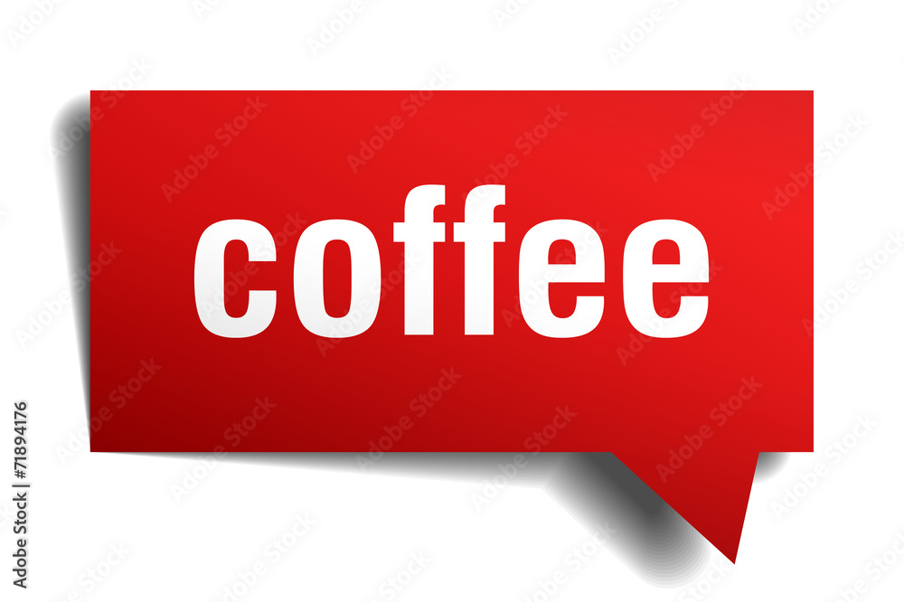 coffee red 3d realistic paper speech bubble coffee red 3d realistic paper speech bubble