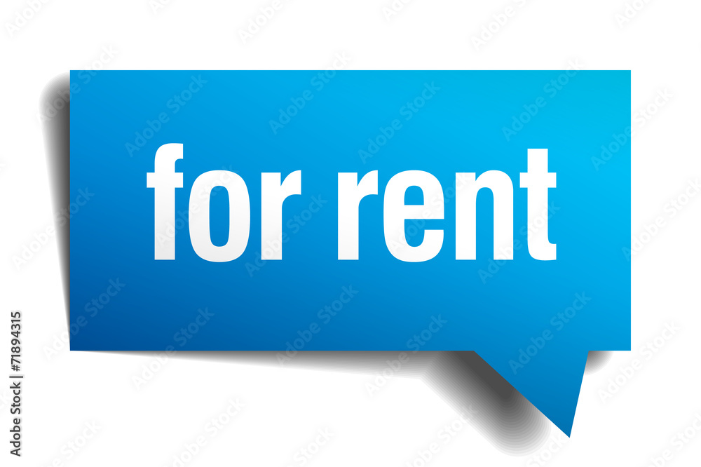 for rent blue 3d realistic paper speech bubble for rent blue 3d realistic paper speech bubble