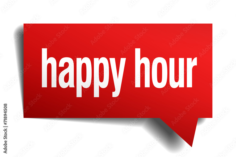happy hour red 3d realistic paper speech bubble happy hour red 3d realistic paper speech bubble