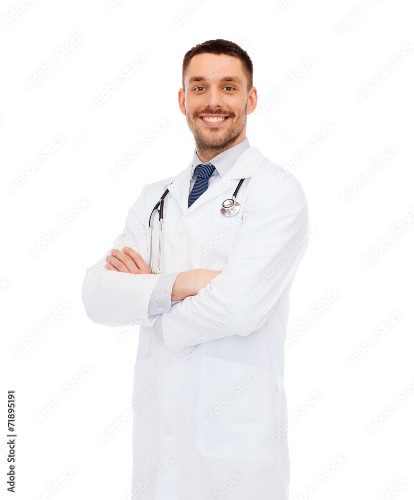 smiling male doctor with stethoscope smiling male doctor with stethoscope