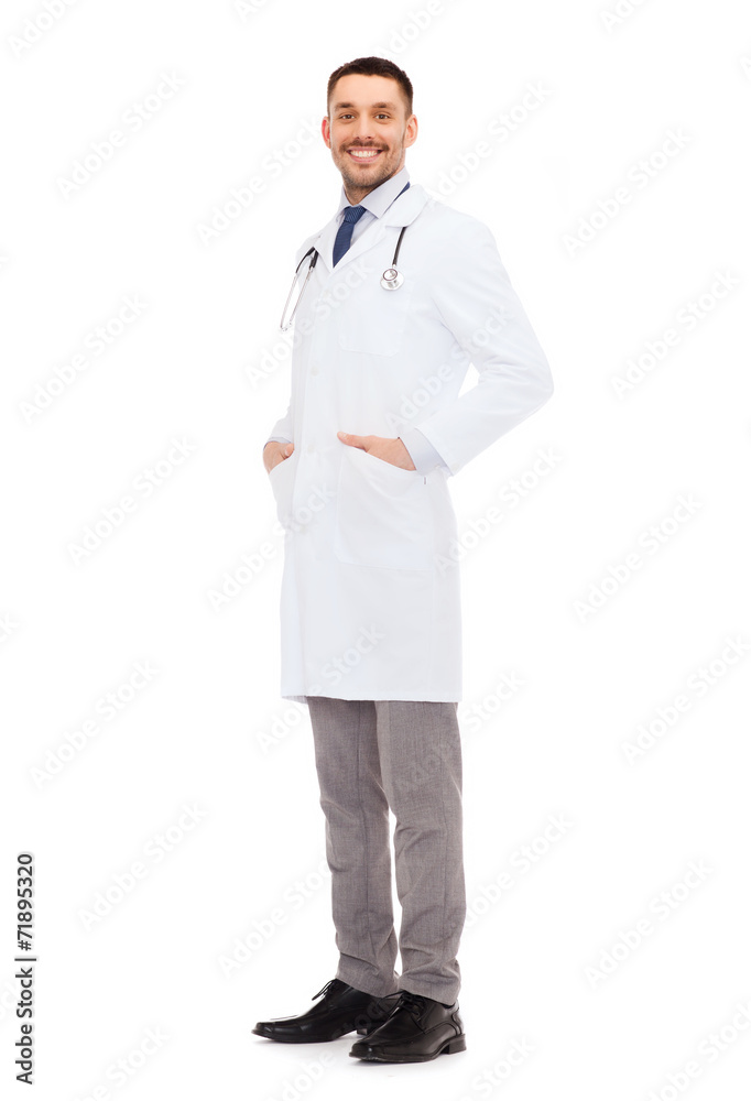 smiling male doctor with stethoscope smiling male doctor with stethoscope