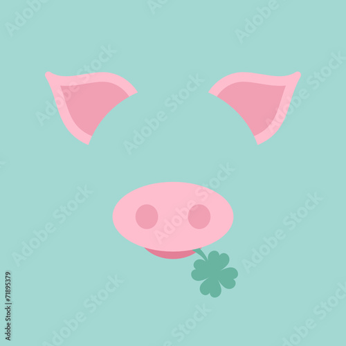 Abstract Card Pig Clover Retro