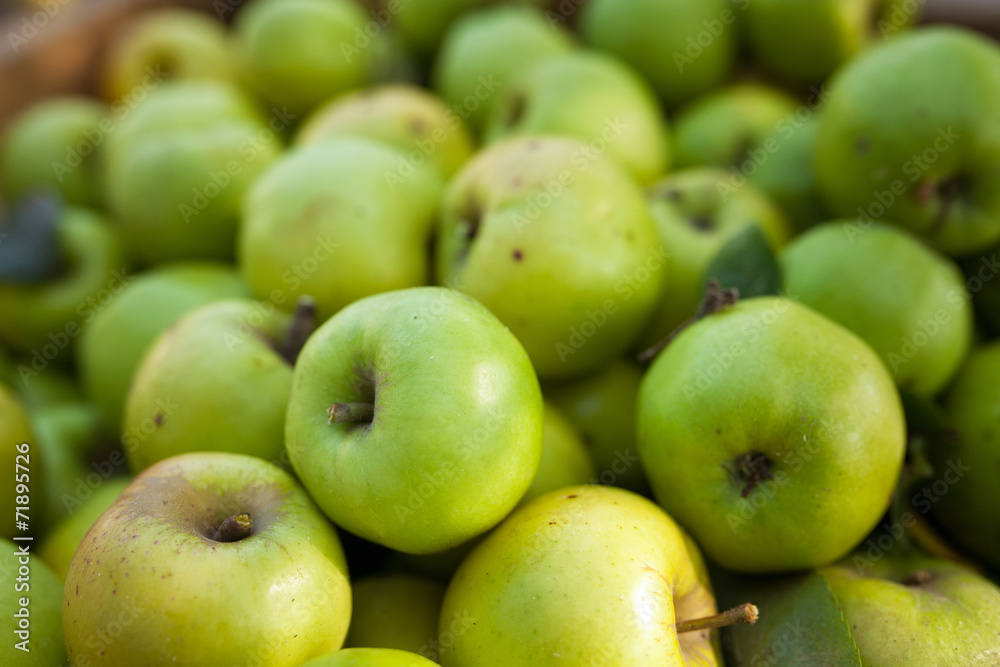 Green apples in box Green apples in box