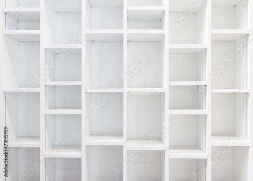 Empty White Bookcase