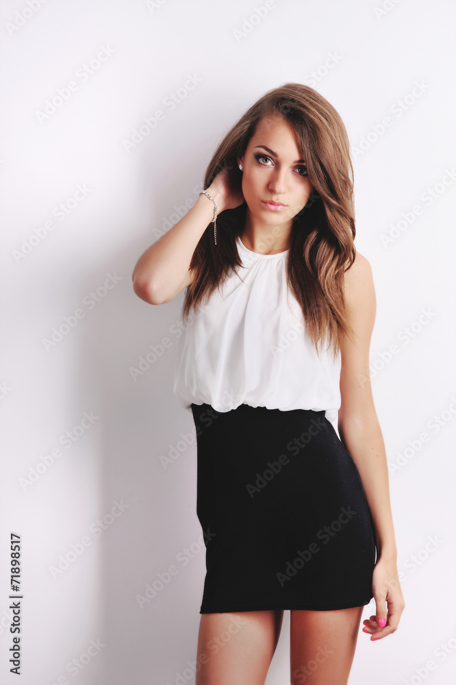 Naklejka premium Portrait of young caucasian woman.