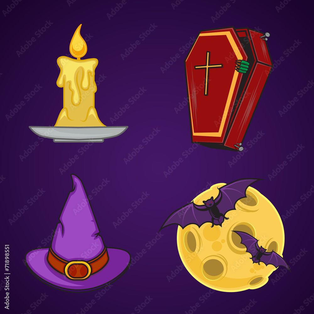Halloween cartoon icon objects. Halloween cartoon icon objects.