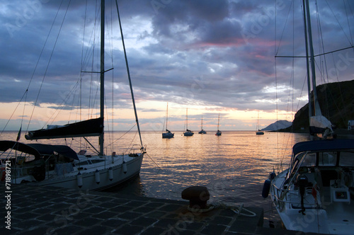 Sailing boats and sunset