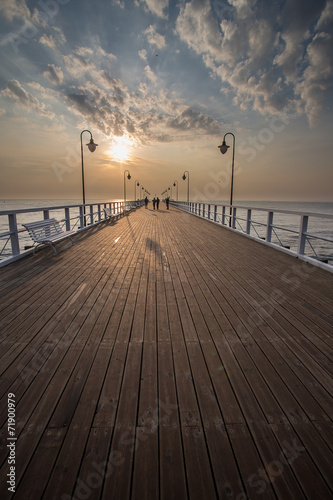 Sunrise on the pier at the seaside, Gdynia Orlowo, © R_Szatkowski