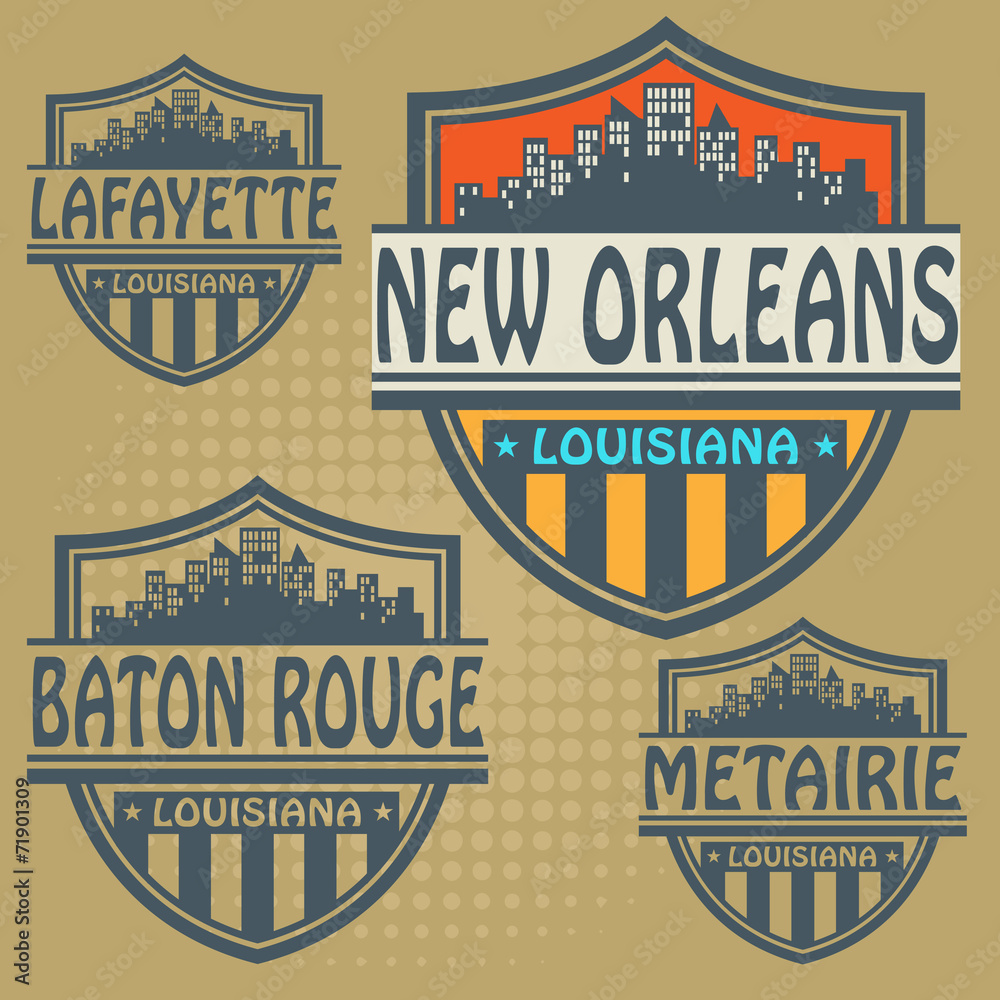Fototapeta premium Label set with names of Louisiana cities