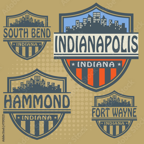 Label set with names of Indiana cities
