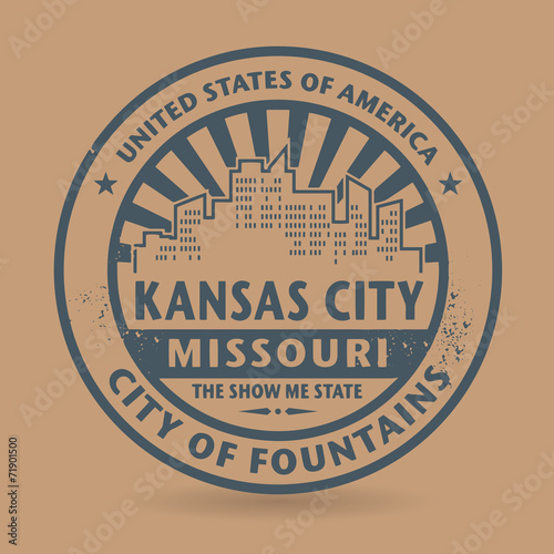 Grunge rubber stamp with name of Kansas City, Missouri photo