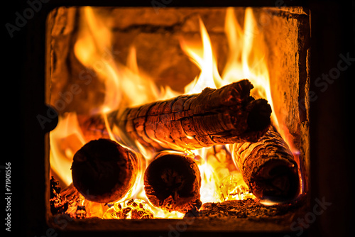 fire in a fireplace
