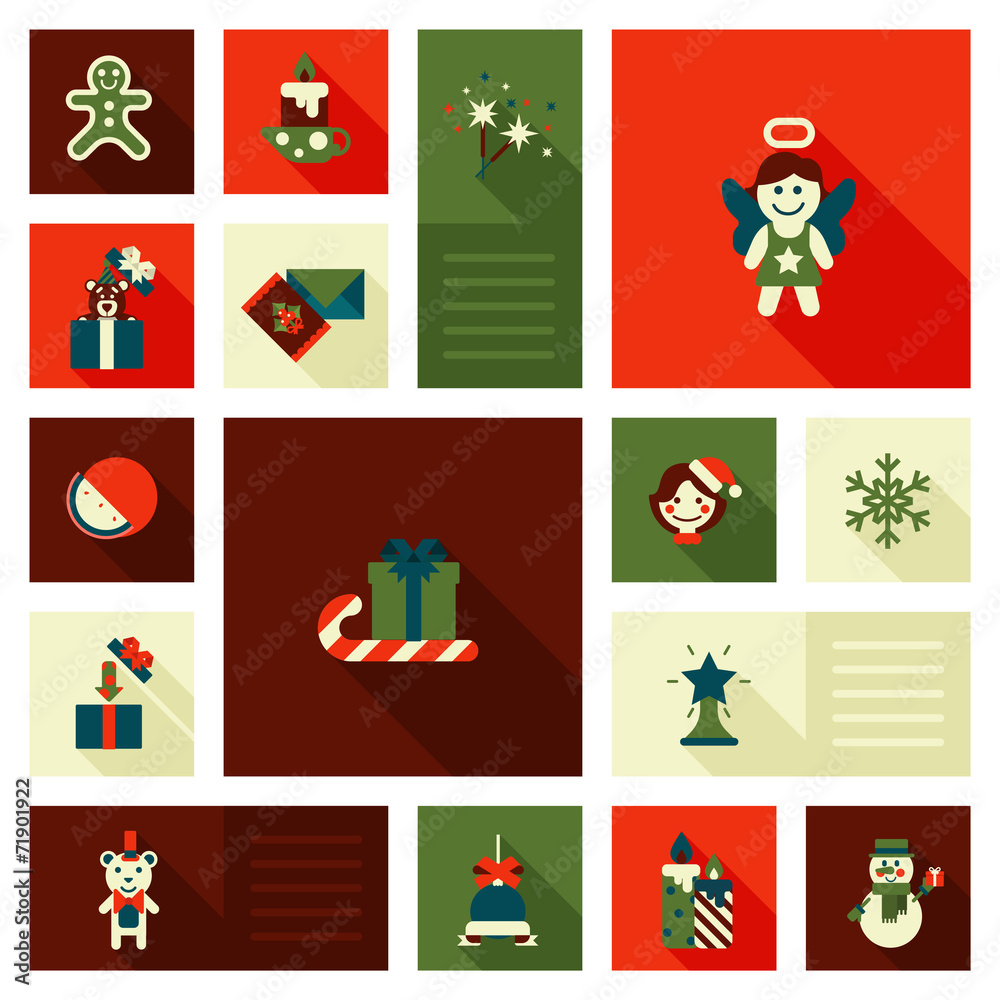 Christmas New Year icon set flat style sweets Christmas New Year icon set flat style sweets