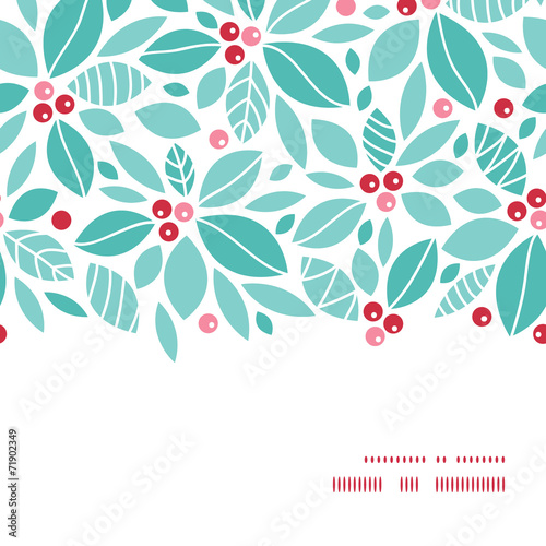 Vector christmas holly berries horizontal frame seamless pattern