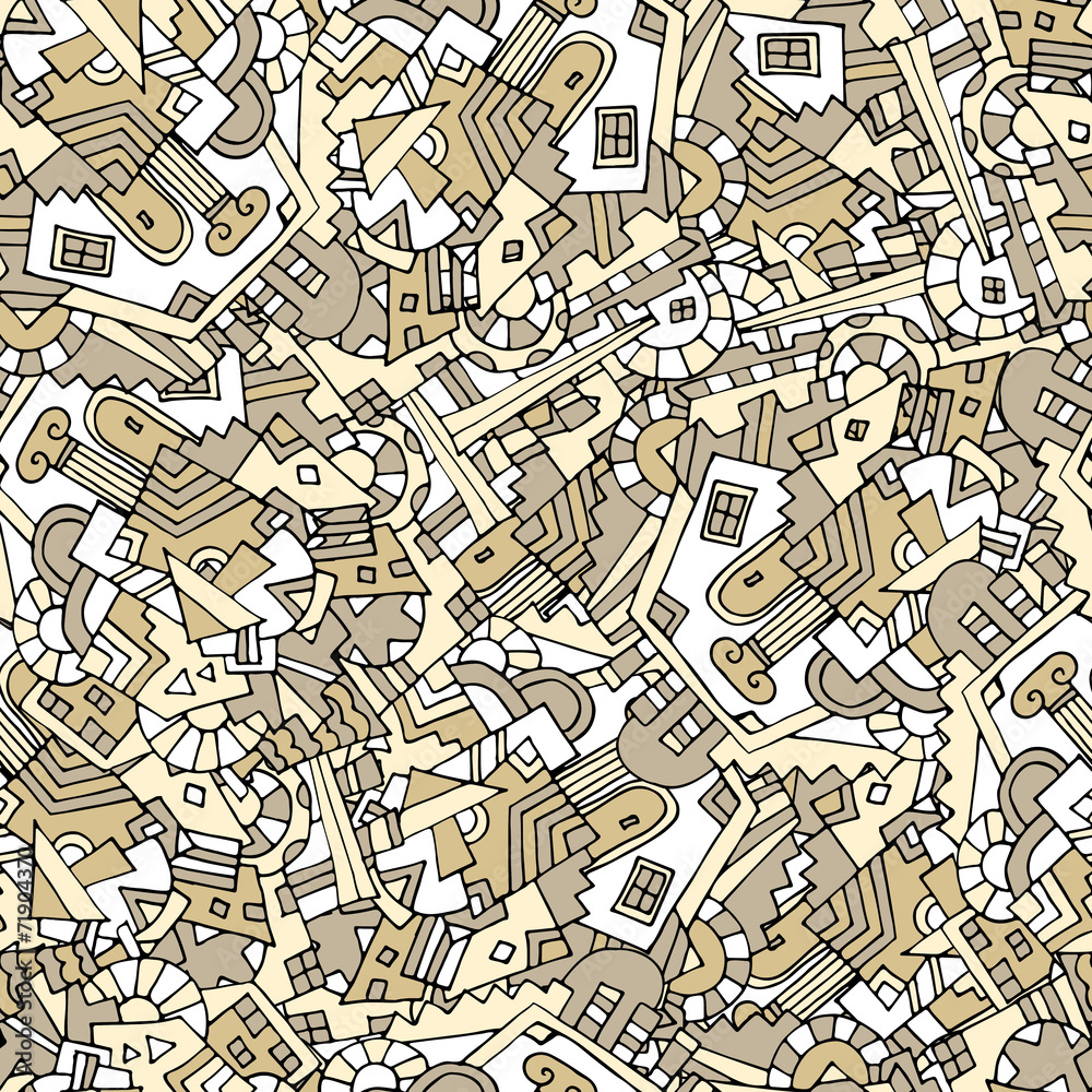 Obraz premium Vector pattern with cartoon urban elements
