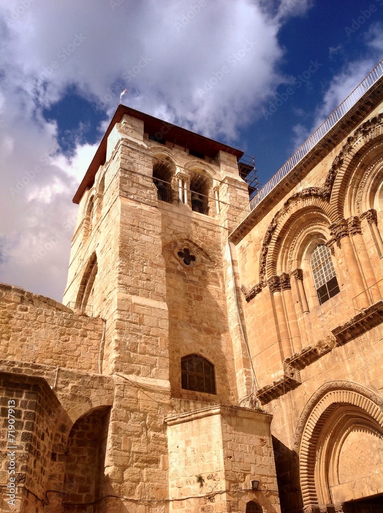 bell tower, church of holy sepulcre in Jerusalem