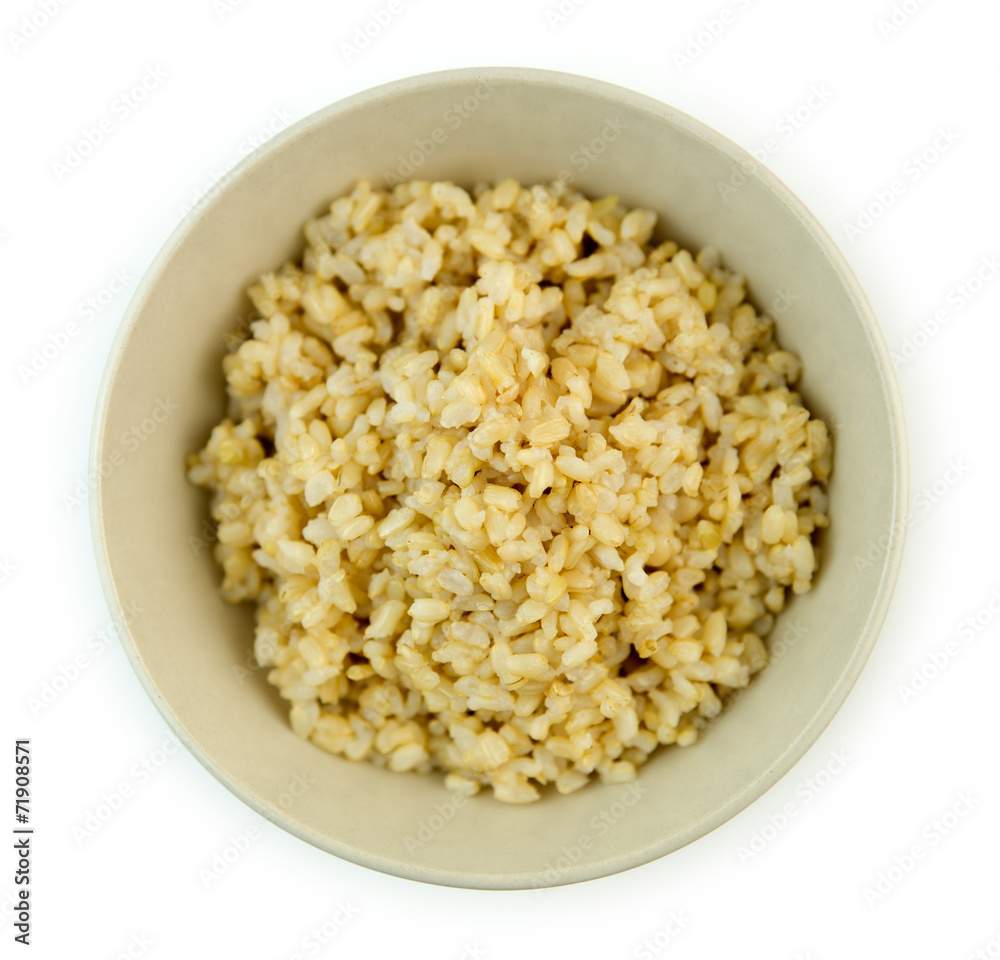Overhead view of freshly cooked brown rice Overhead view of freshly cooked brown rice