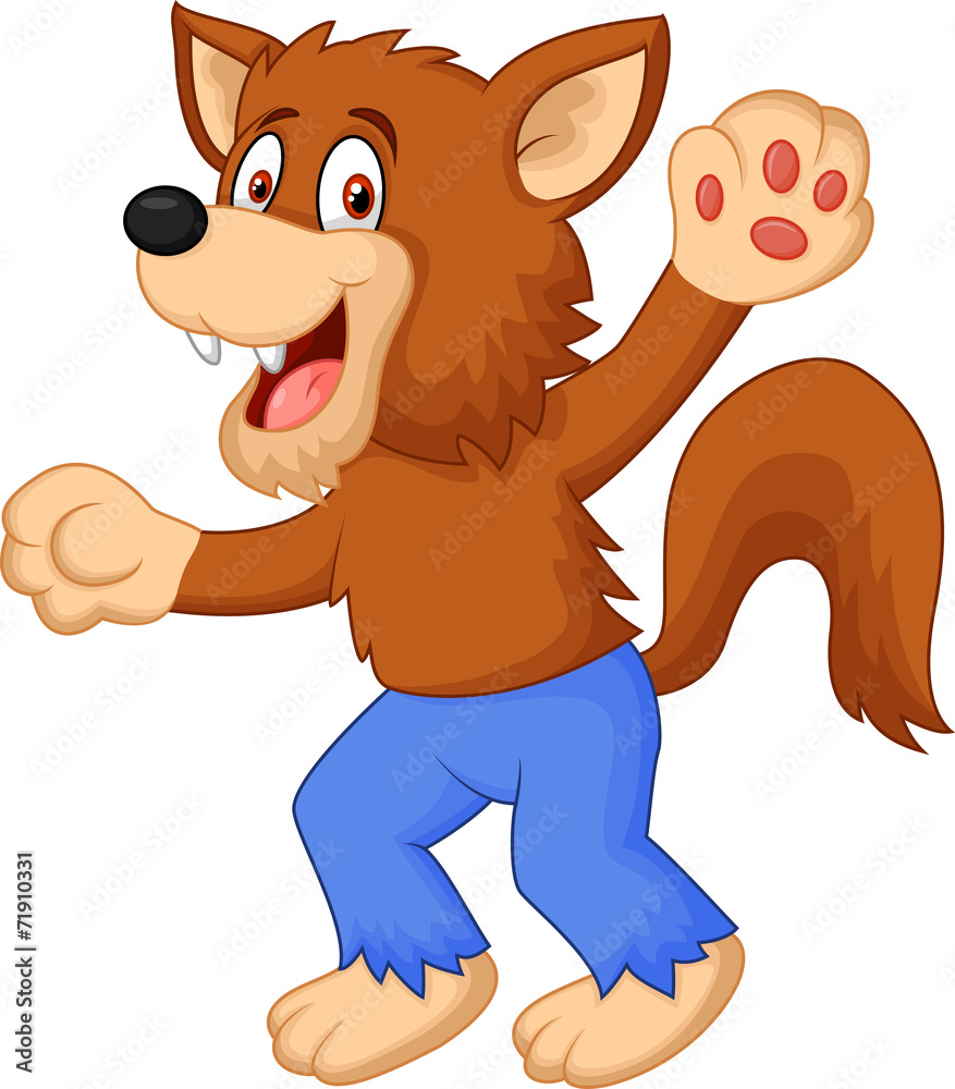 Naklejka premium Smiling cartoon werewolf